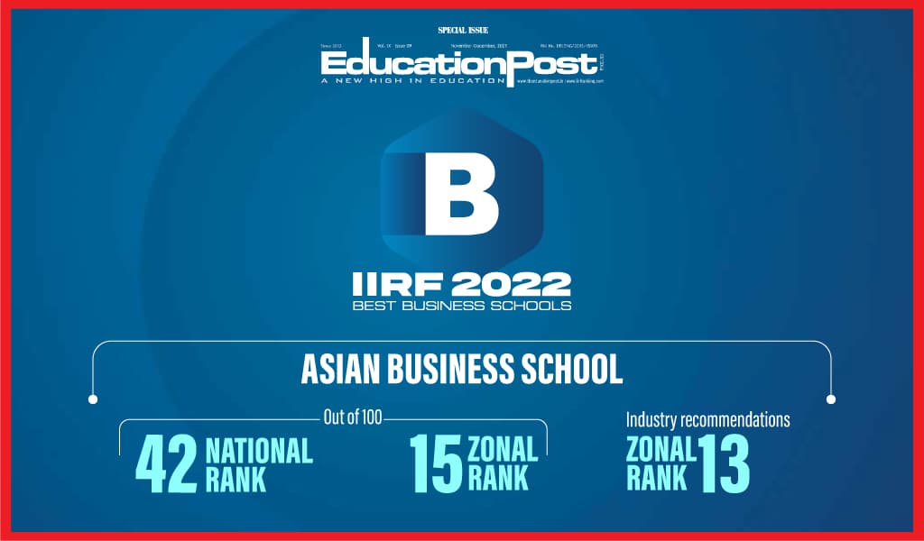 Asian Business School (ABS), Noida ranks prominently in IIRF 2022 Best Business Schools Rankings!