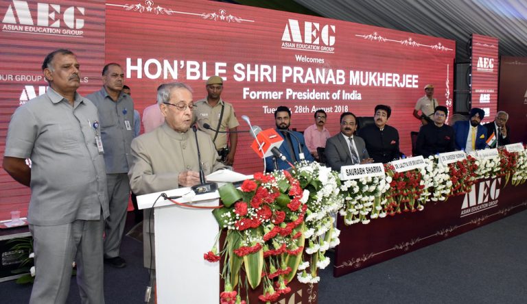 Read more about the article Hon’ble Shri. Pranab Mukherjee, Former President of India lauding and congratulating Asian Education Group